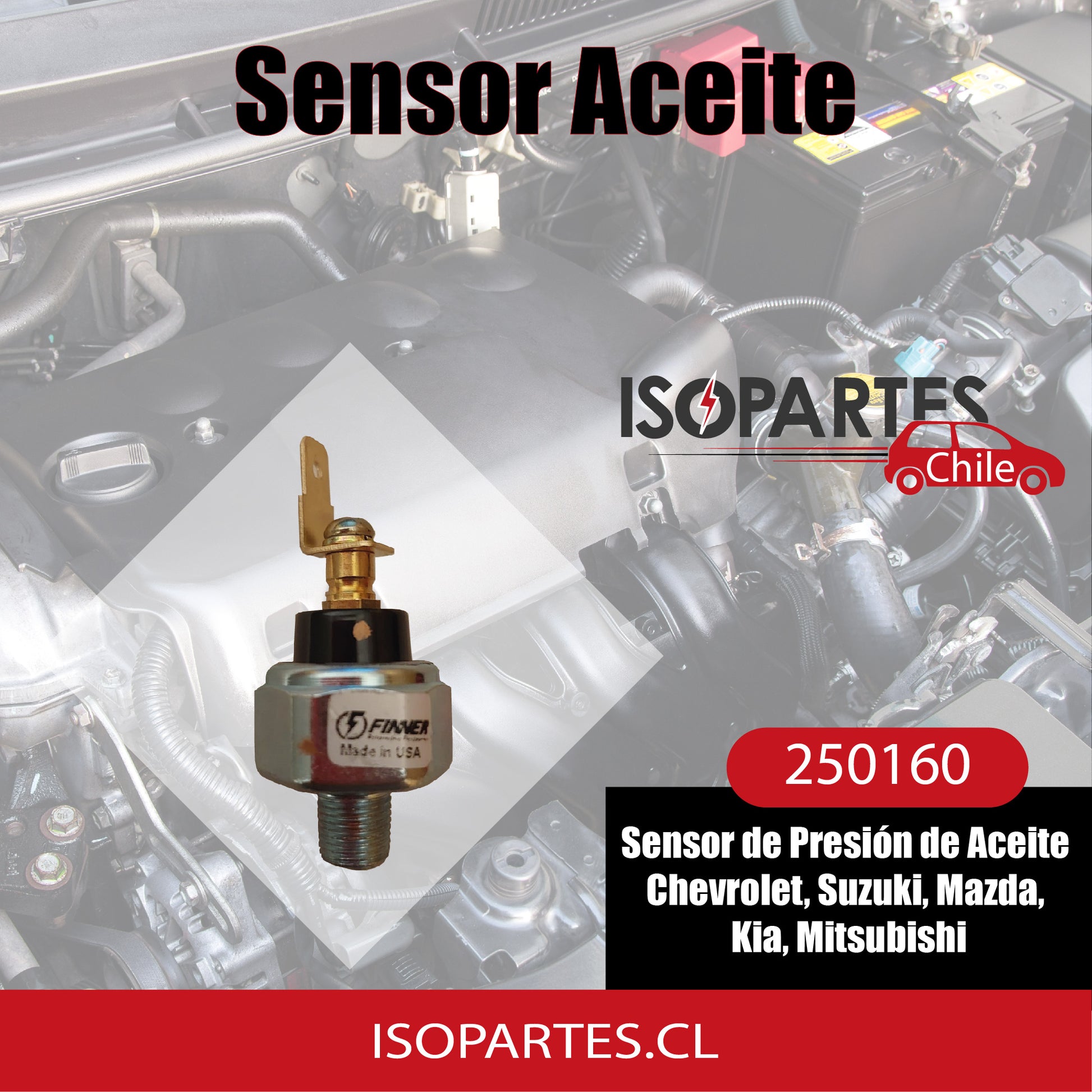 BULBO Sensor de Presión de Aceite Chevrolet Suzuki, Mazda, Kia, Mitsubishi. - Isopartes