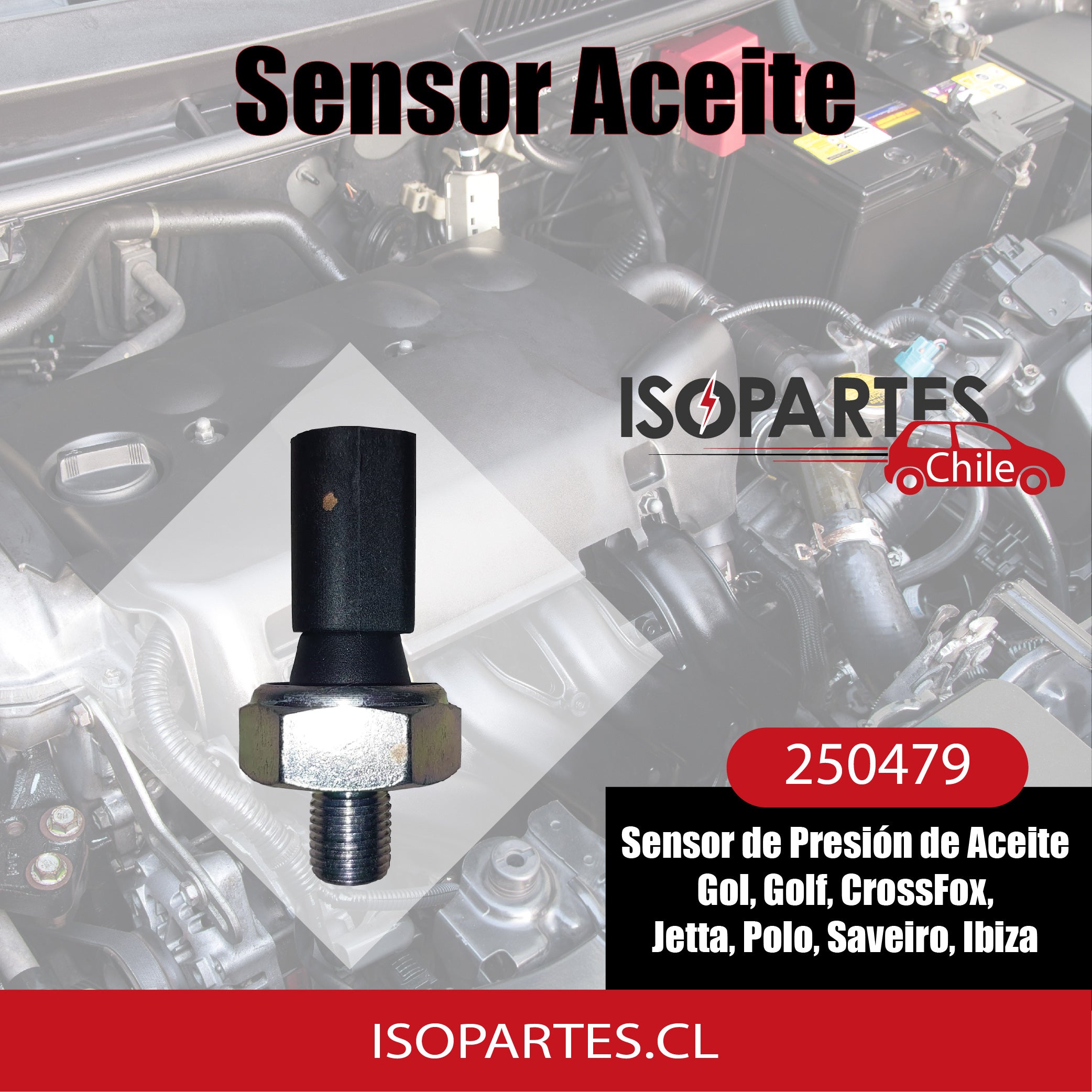 BULBO Sensor de Presión de Aceite Gol, Golf, CrossFox, Jetta, Polo, Saveiro Ibiza - Isopartes