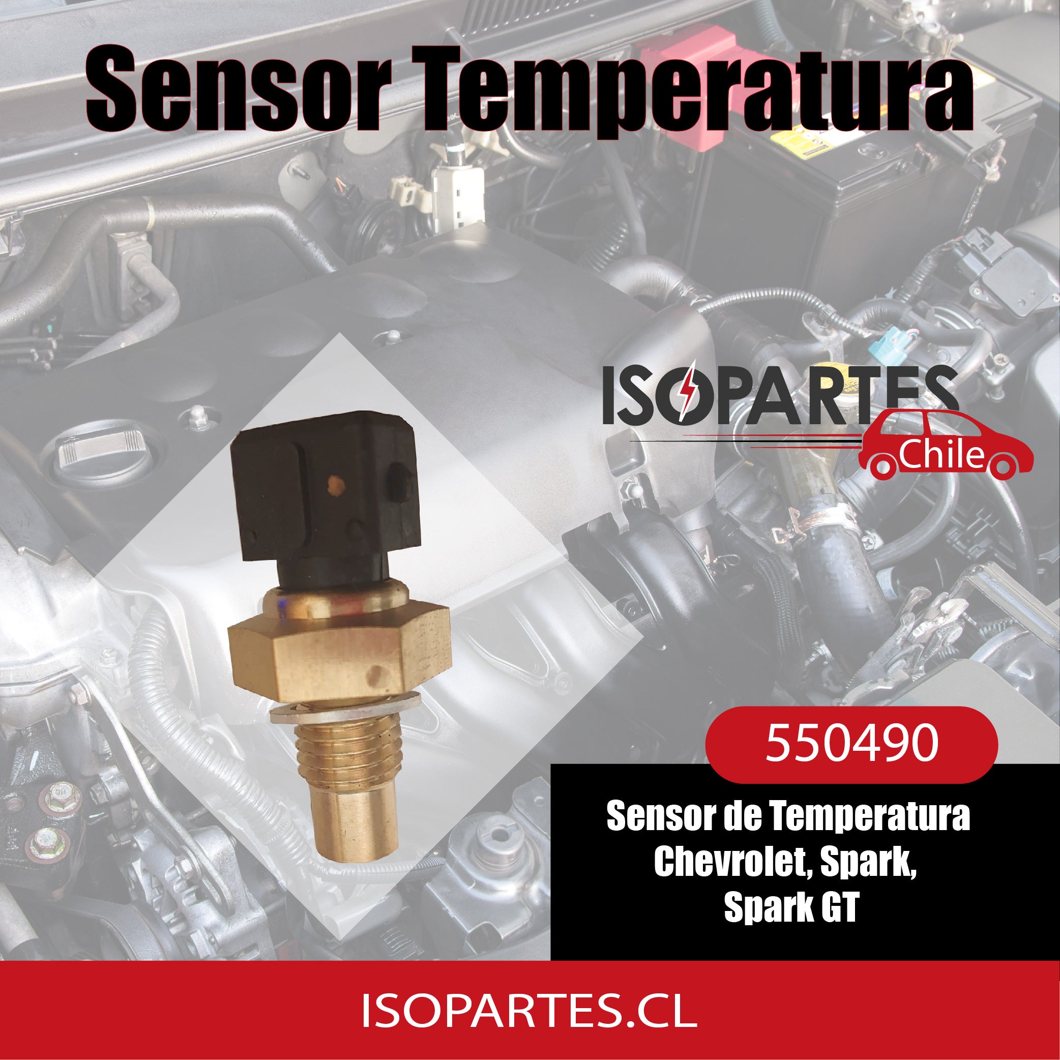 BULBO Sensor de Temperatura Chevrolet, Spark y Spark GT - Isopartes