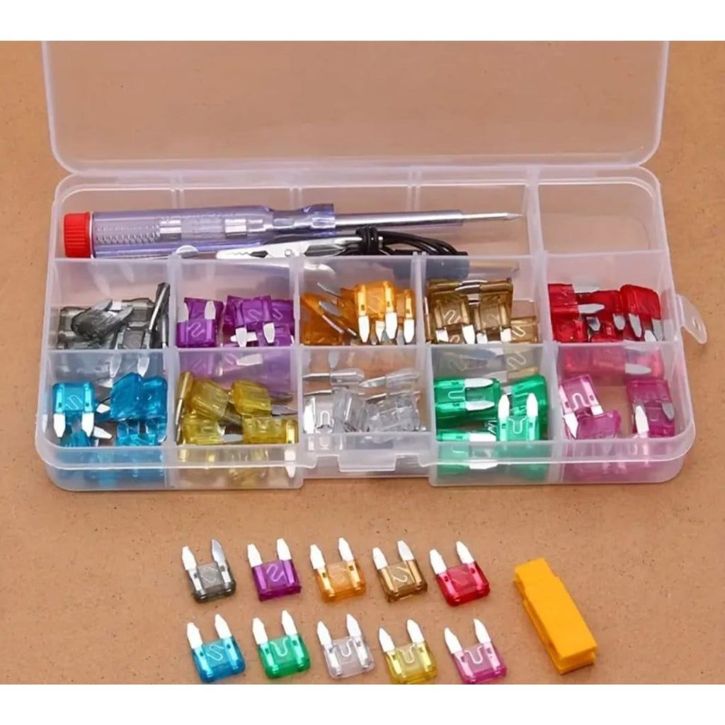 Standard Electrical Fuse Assortment Kit 100 Count Car Safety, Use for Small Size Cars.