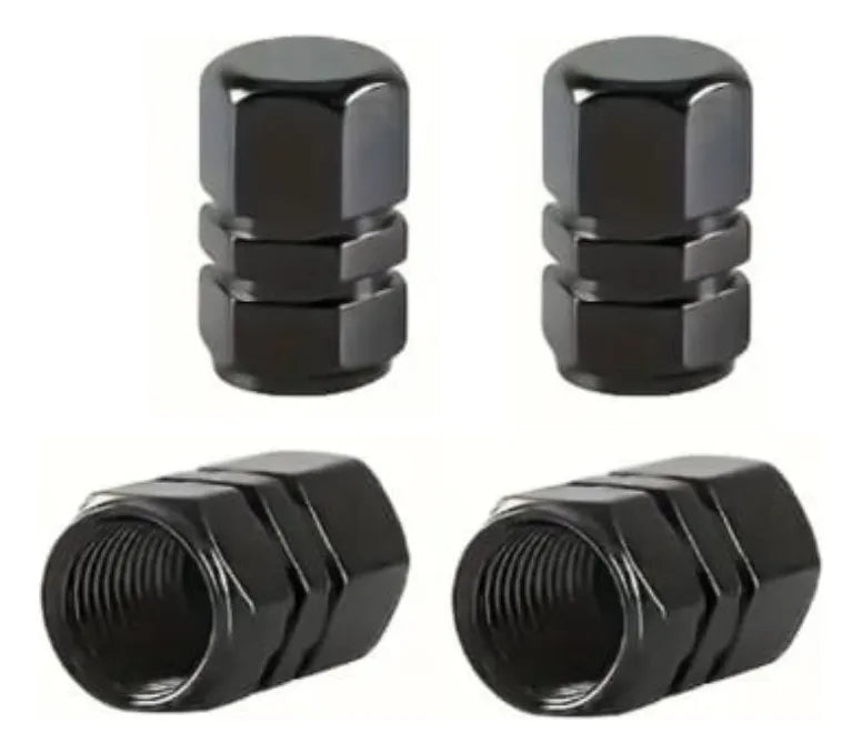 Kit 4 Tapa Válvula Autos, Motos Neumático Aluminio Hexagonal - Isopartes