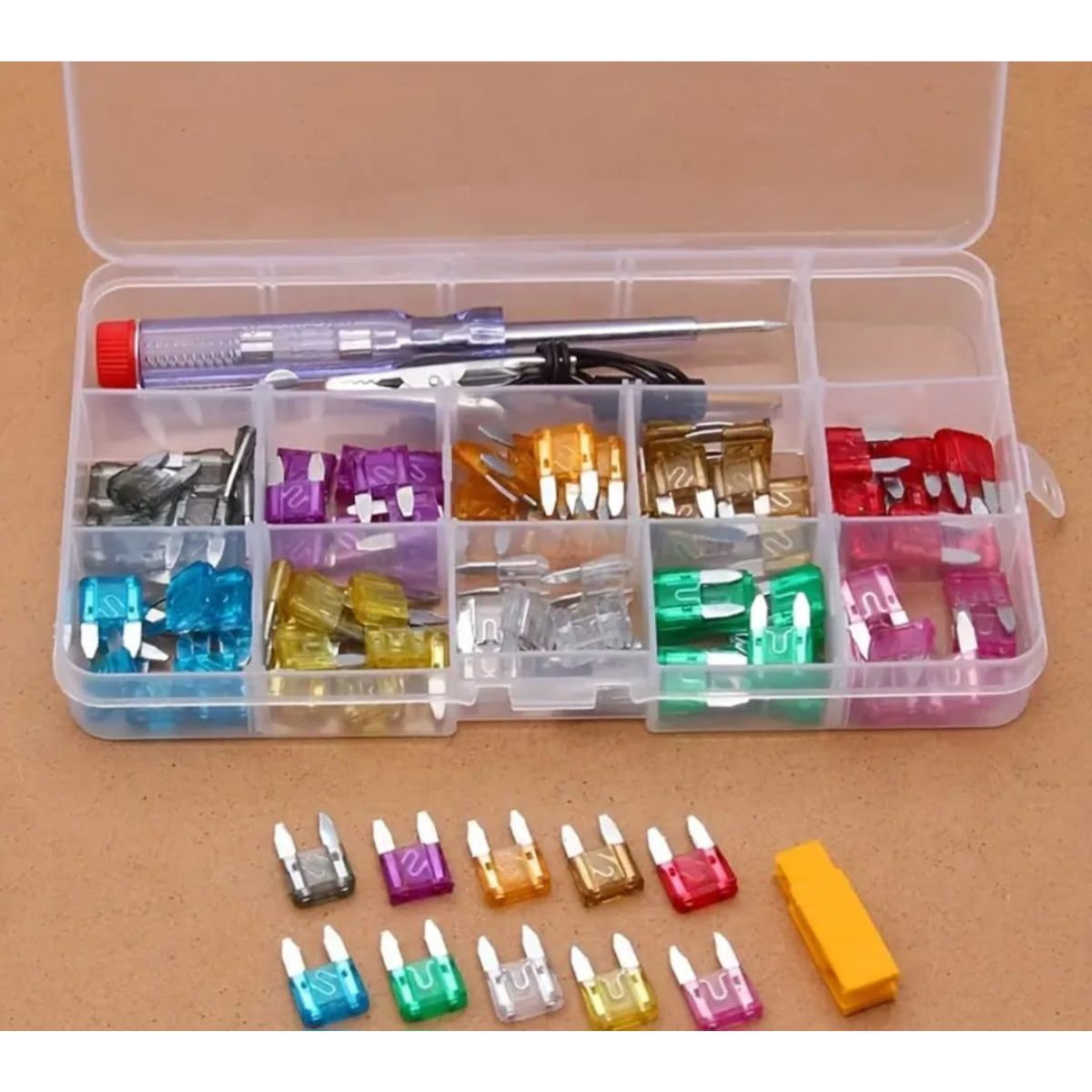 Kit De Surtido Estándar De Fusibles Eléctricos 100 Unidades Seguridad Para Automóvil, Uso Para Coche De Tamaño Pequeño. - Isopartes