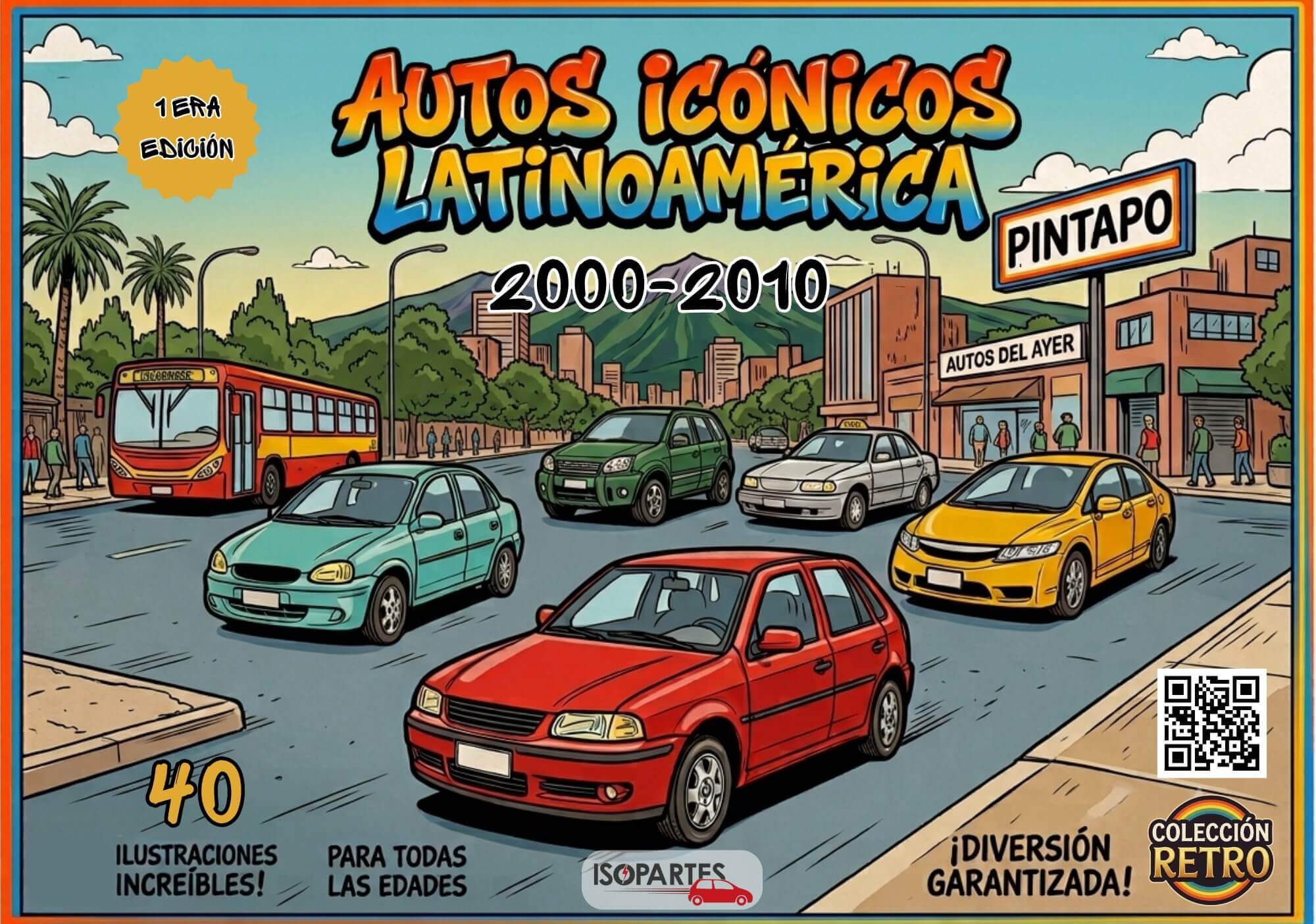 Libro para Colorear Autos Icónicos Latinoamérica 2000-2010 (40 Ilustraciones) 23.5cm x 16.5cm