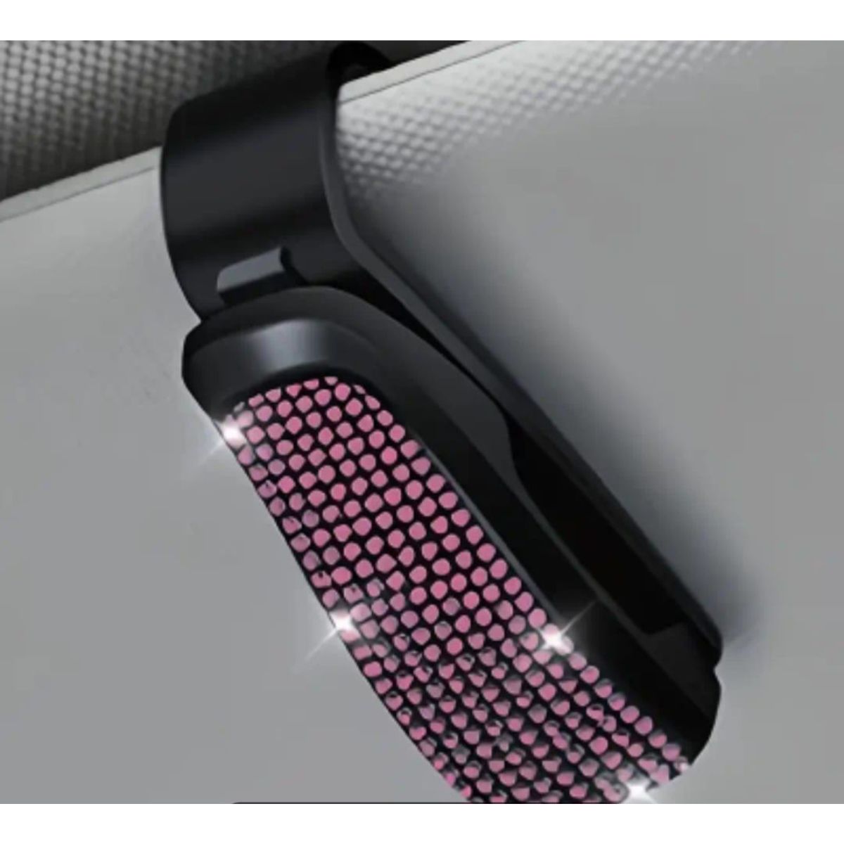 Soporte Gafas Moda para Visera autos con Pedrería y Clip para Boletos - Accesorio Interior para Automóvil. - Isopartes