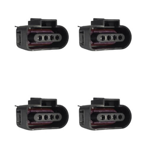 Kit 4 Conectores Enchufes Bobinas, Sensor de Oxigeno Volkswagen, Audi, Fox, SpaceFox, CrossFox, Bora, Polo, Amarok 4 Pines.