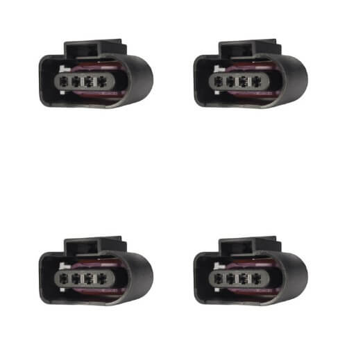 Kit 4 Conectores Enchufes Bobinas, Sensor de Oxigeno Volkswagen, Audi, Fox, SpaceFox, CrossFox, Bora, Polo, Amarok 4 Pines.