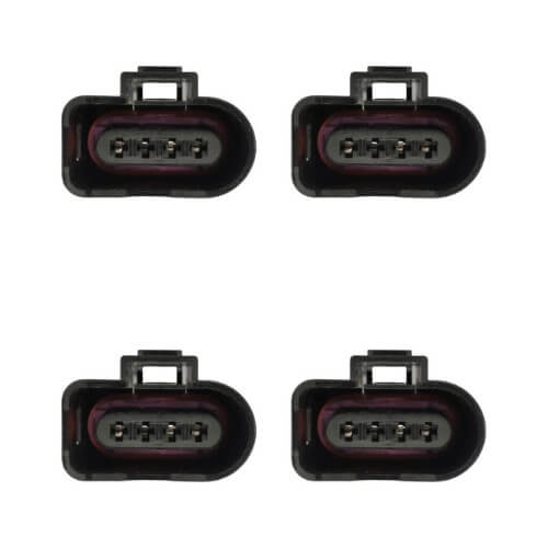 Kit 4 Conectores Enchufes Bobinas, Sensor de Oxigeno Volkswagen, Audi, Fox, SpaceFox, CrossFox, Bora, Polo, Amarok 4 Pines.