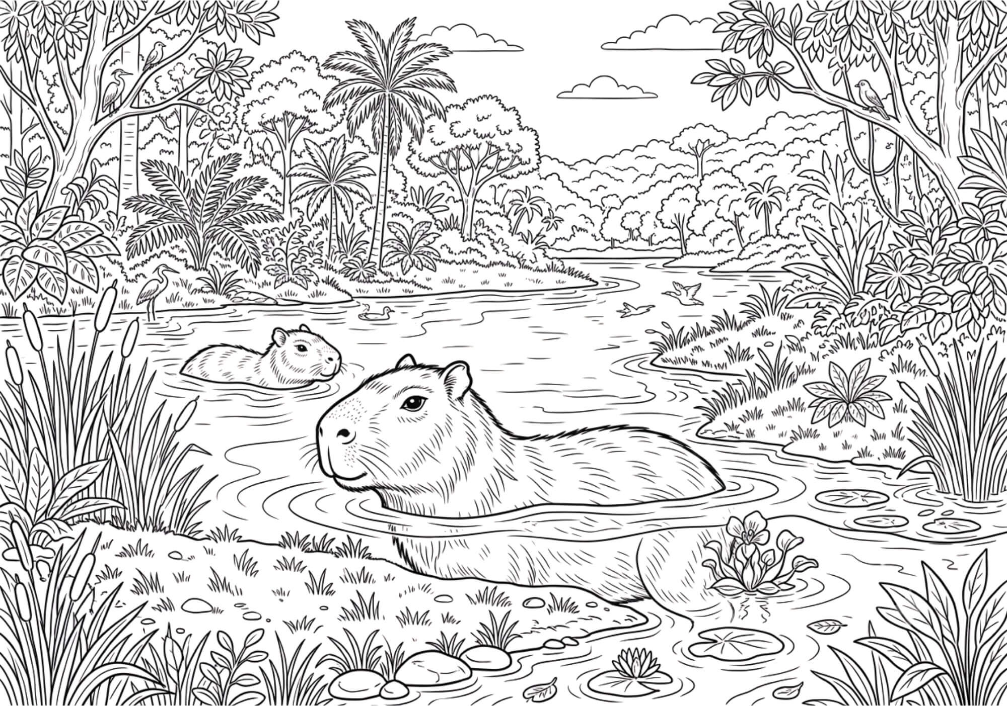 Capibaras: Mi Mundo de Colores, Libro de Colorear, Pintar (10 Ilustraciones) 23.5cm x 16.5cm