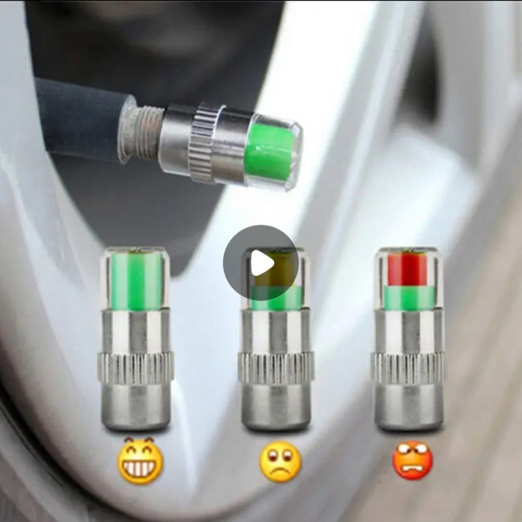 4 Valve Cap Tire Pressure Indicator Cars